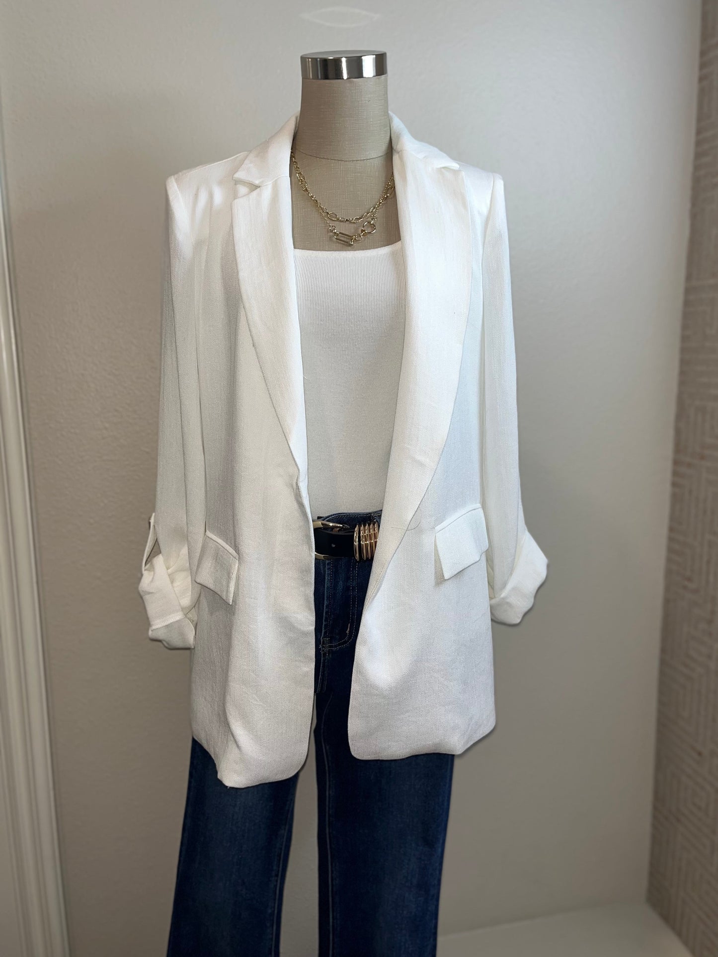 Helen Linen Roll Sleeve Blazer