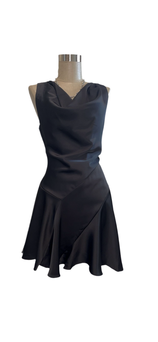Miami Nights Cowl Flare Satin Dress