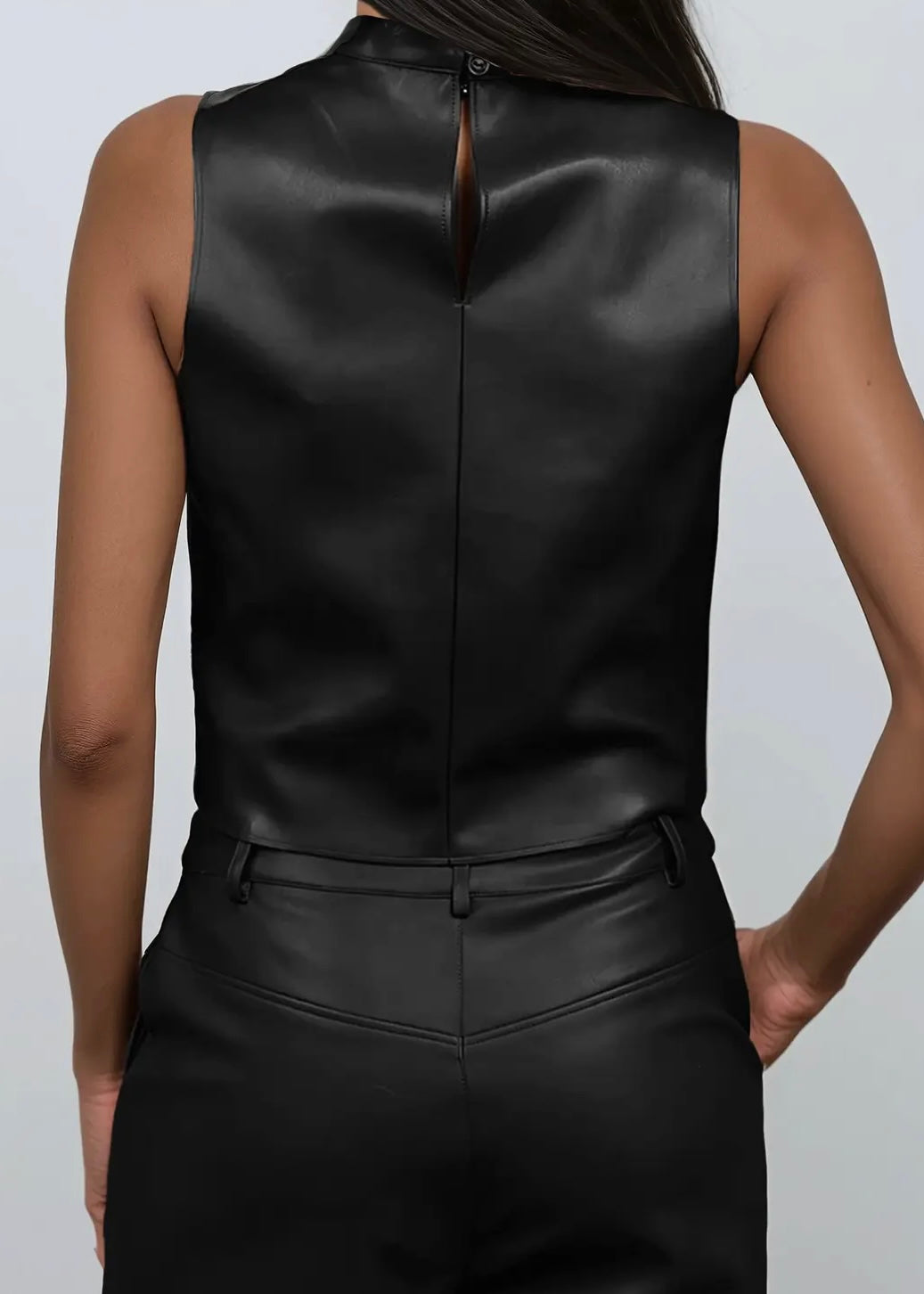 Alana Mock Neck Leather Top