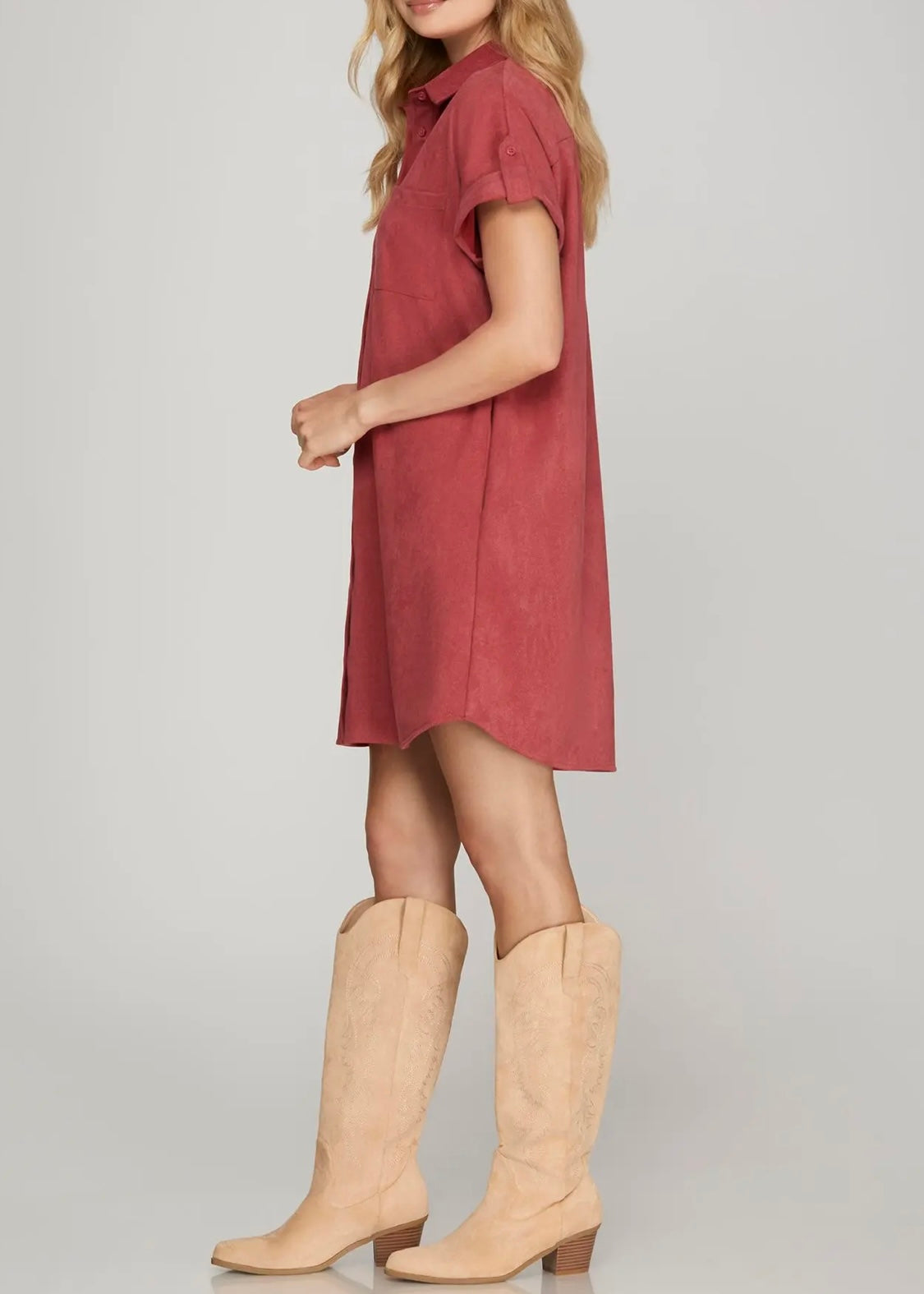 Emberlyn Suede Shirt Dress