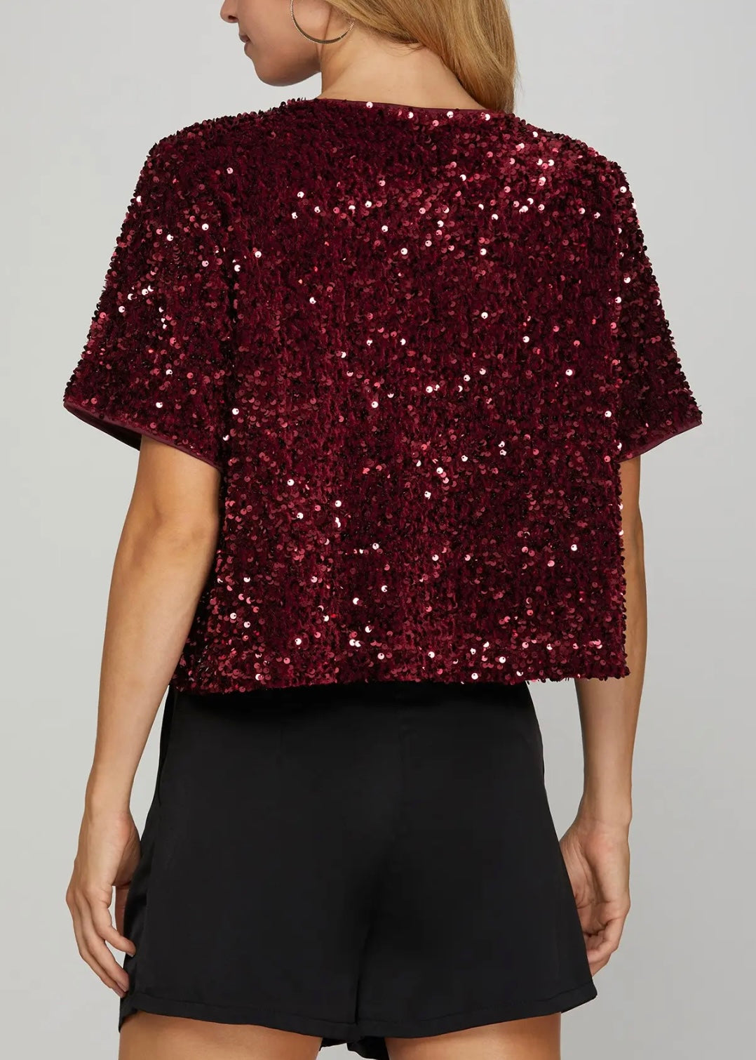 Diva Sequin Short Sleeve Top