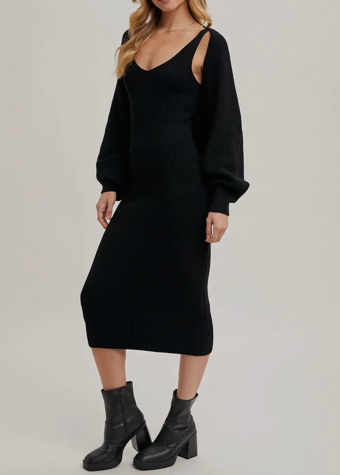 Aleena Midi Dress and Shrug Set