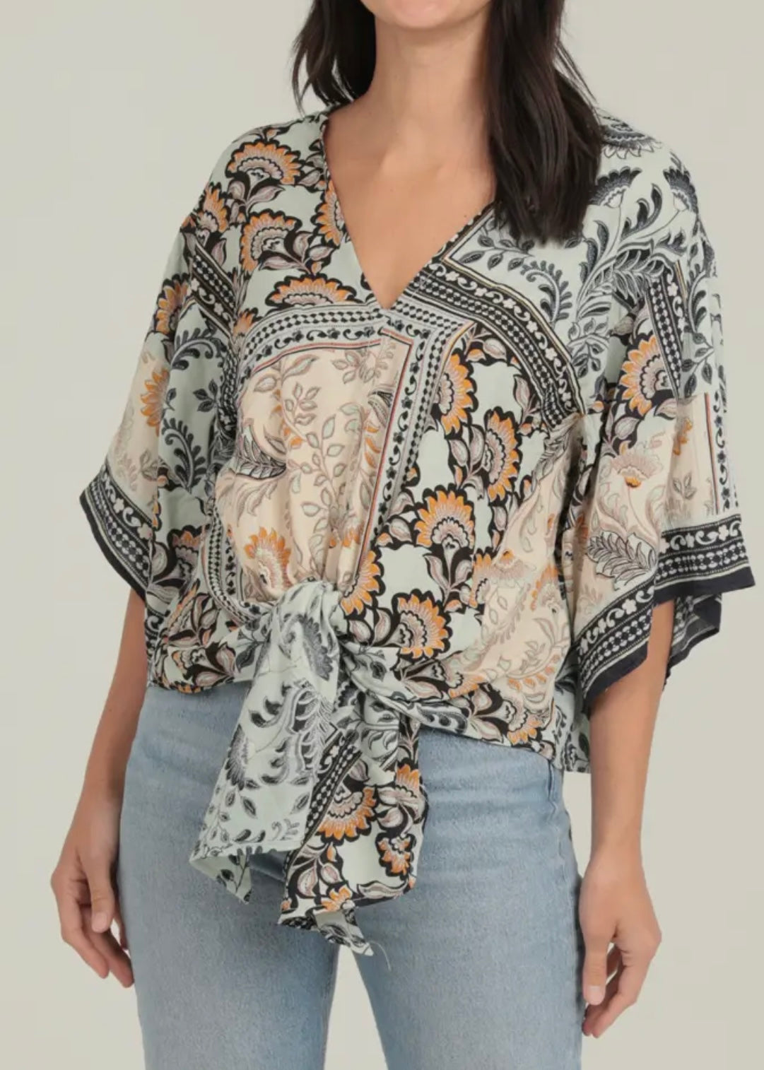 Emilia Waist-Tie Kimono Blouse
