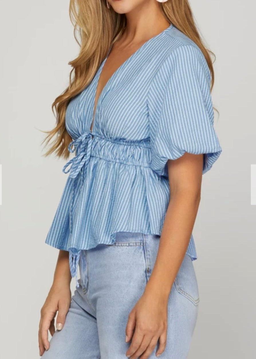Reese Striped Top W Ties