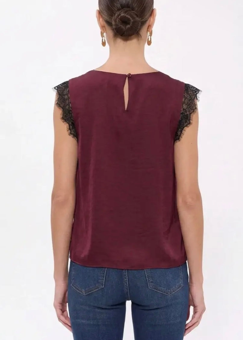 Tania Lace Trim Sleeveless Blouse