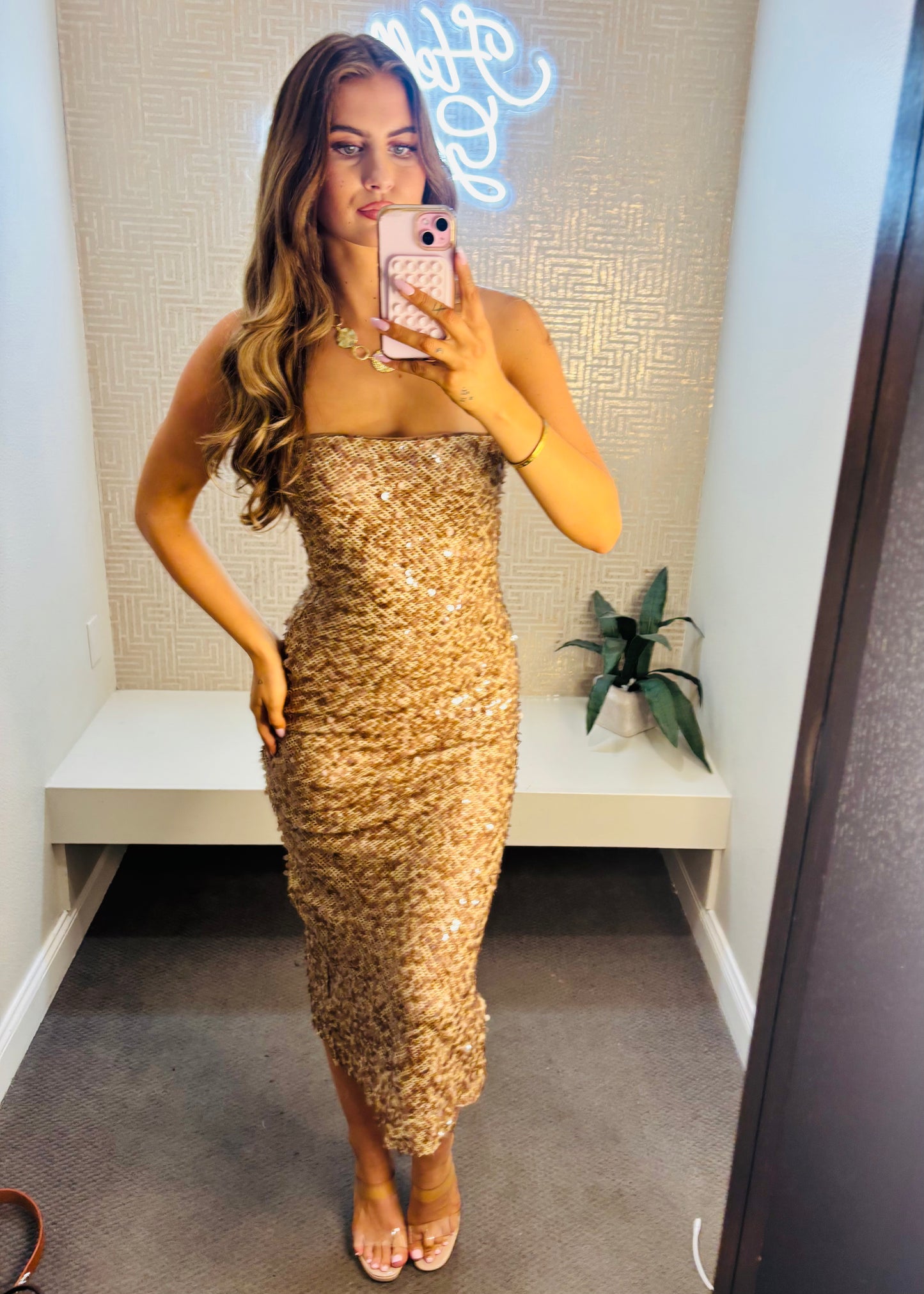 Thalia Sequin Crochet Maxi Dress
