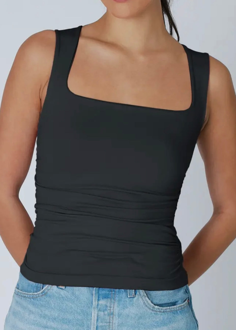 Niki Biki Clean Line Square Shirred Top