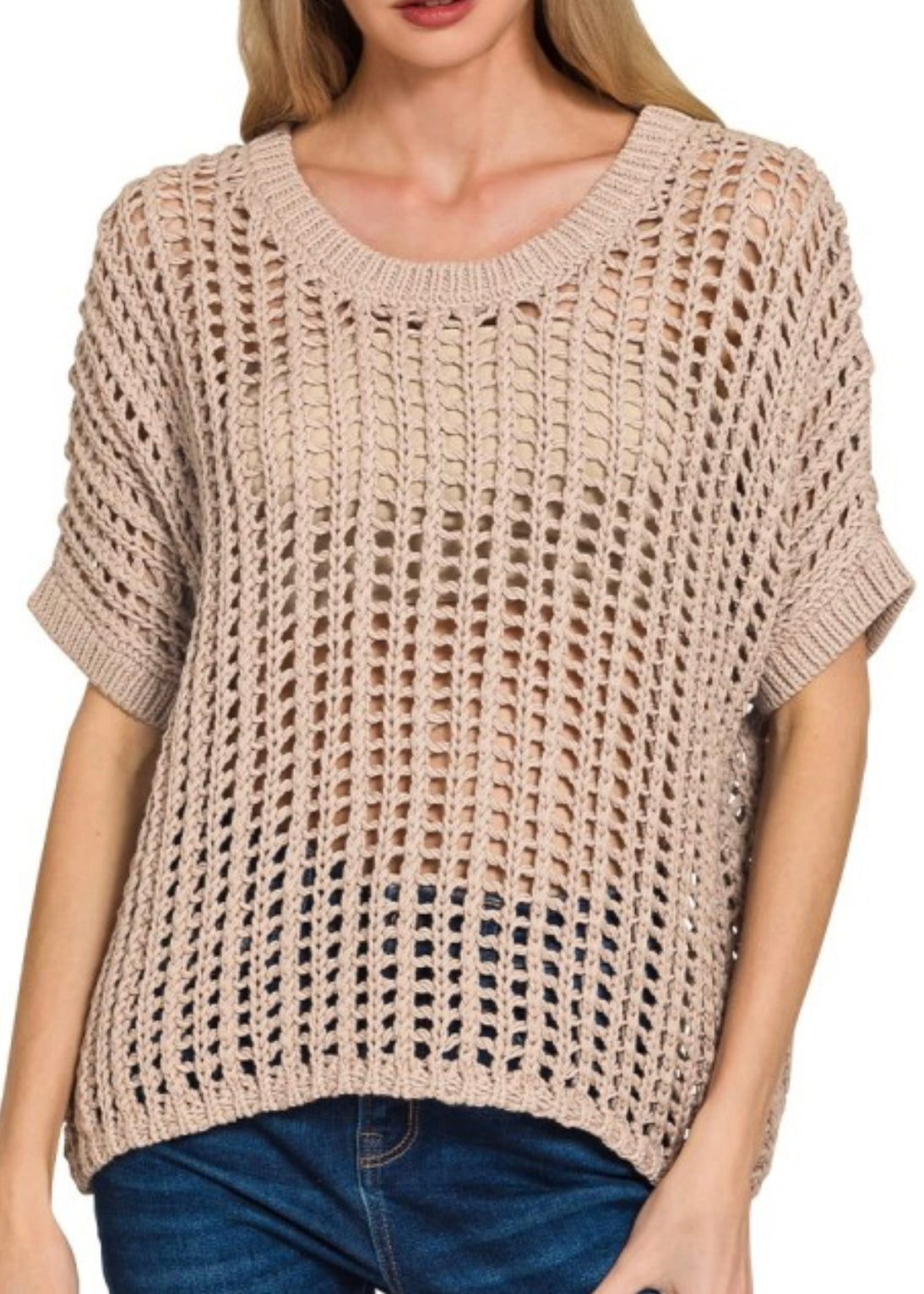 Carmela Short Sleeve Crochet Sweater