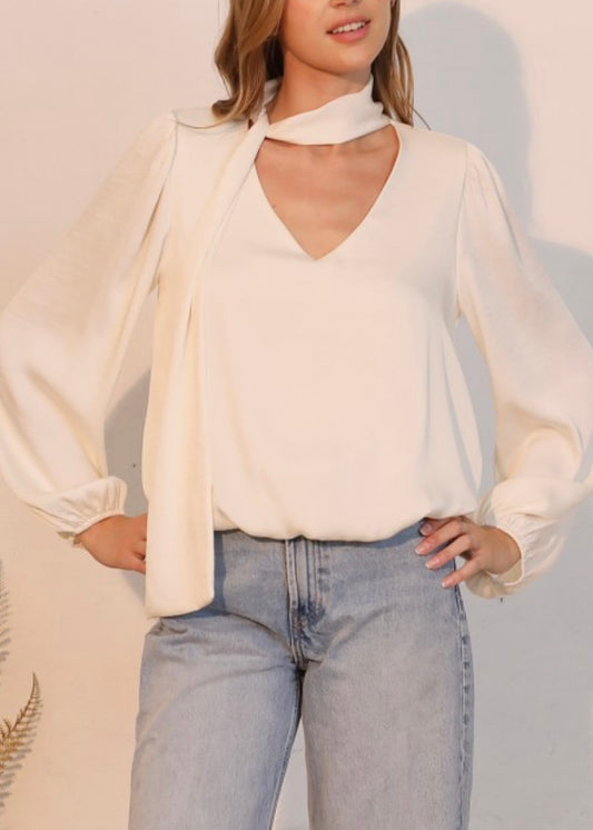 Morgen Long Sleeve Neck Tie Top