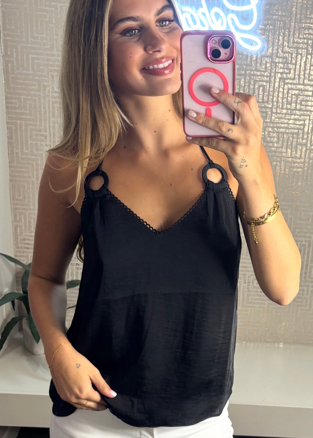 Farrah Ring Detail Halter Top