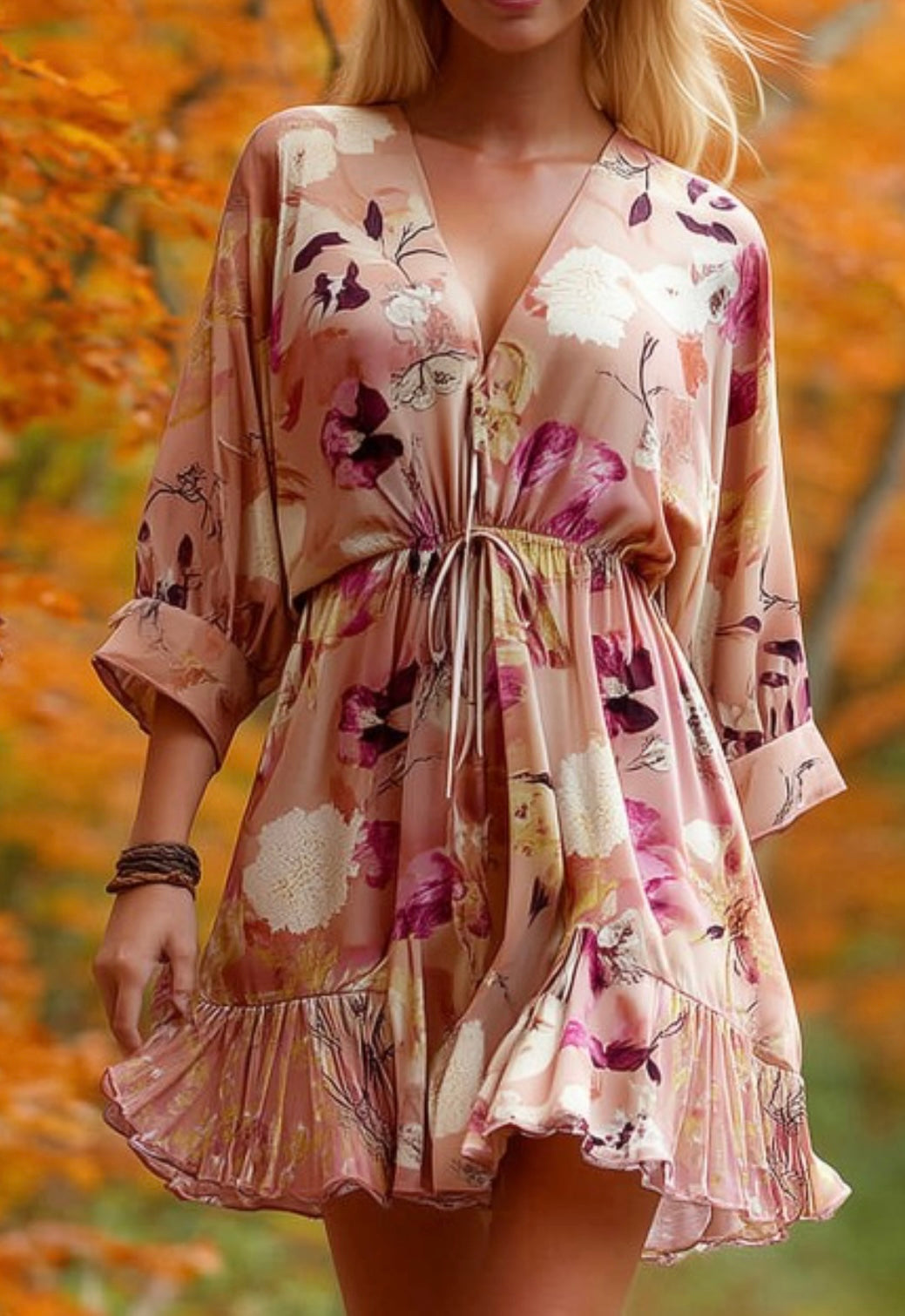 Blushing Harvest Dolman Sleeve Mini Dress