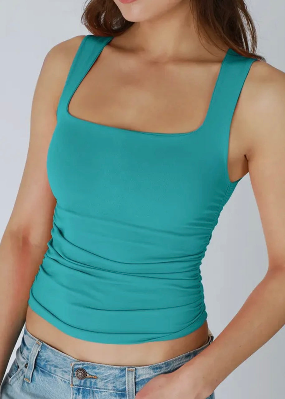 Niki Biki Clean Line Square Shirred Top