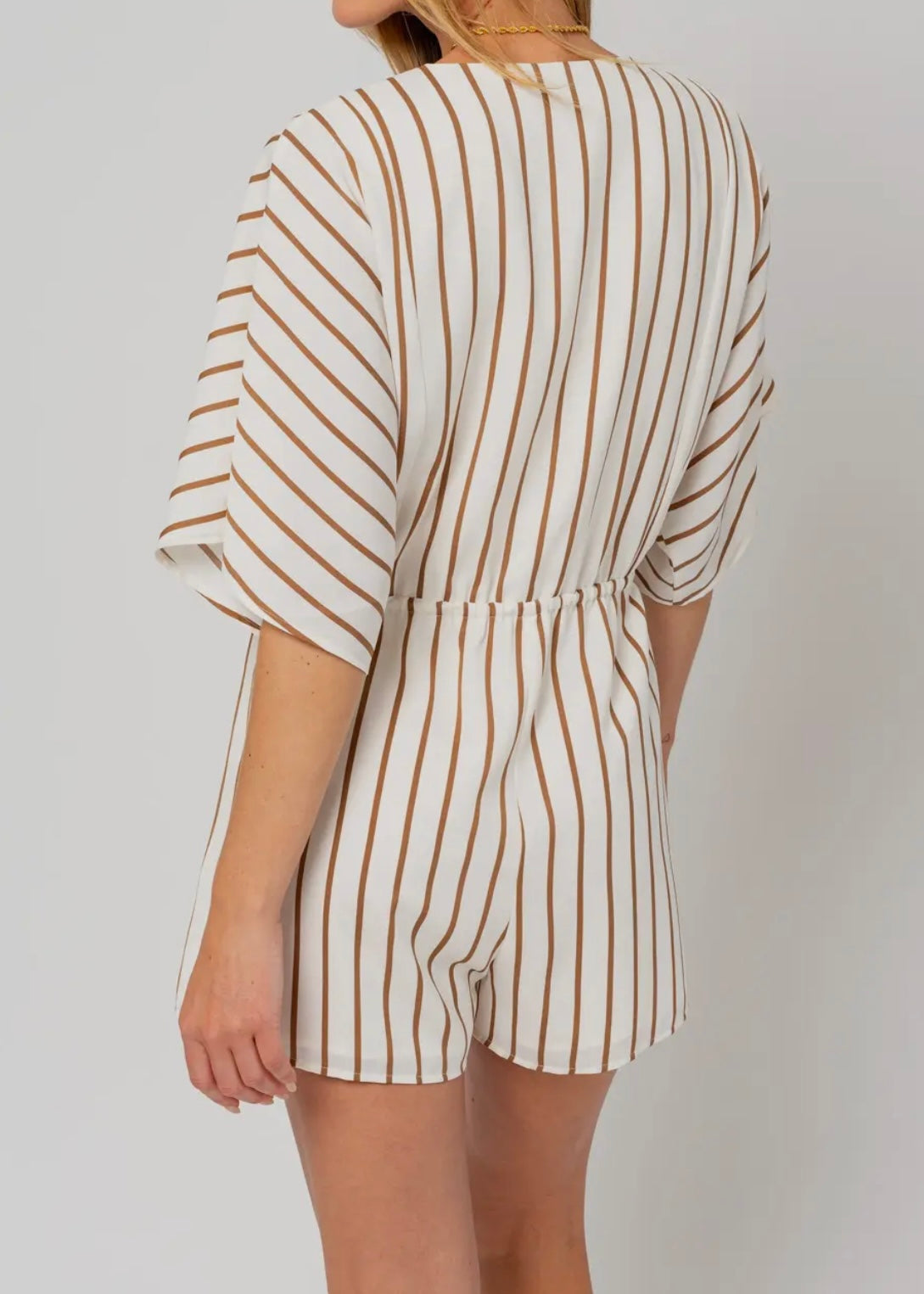 Brandy Kimono Sleeve Stripe Romper