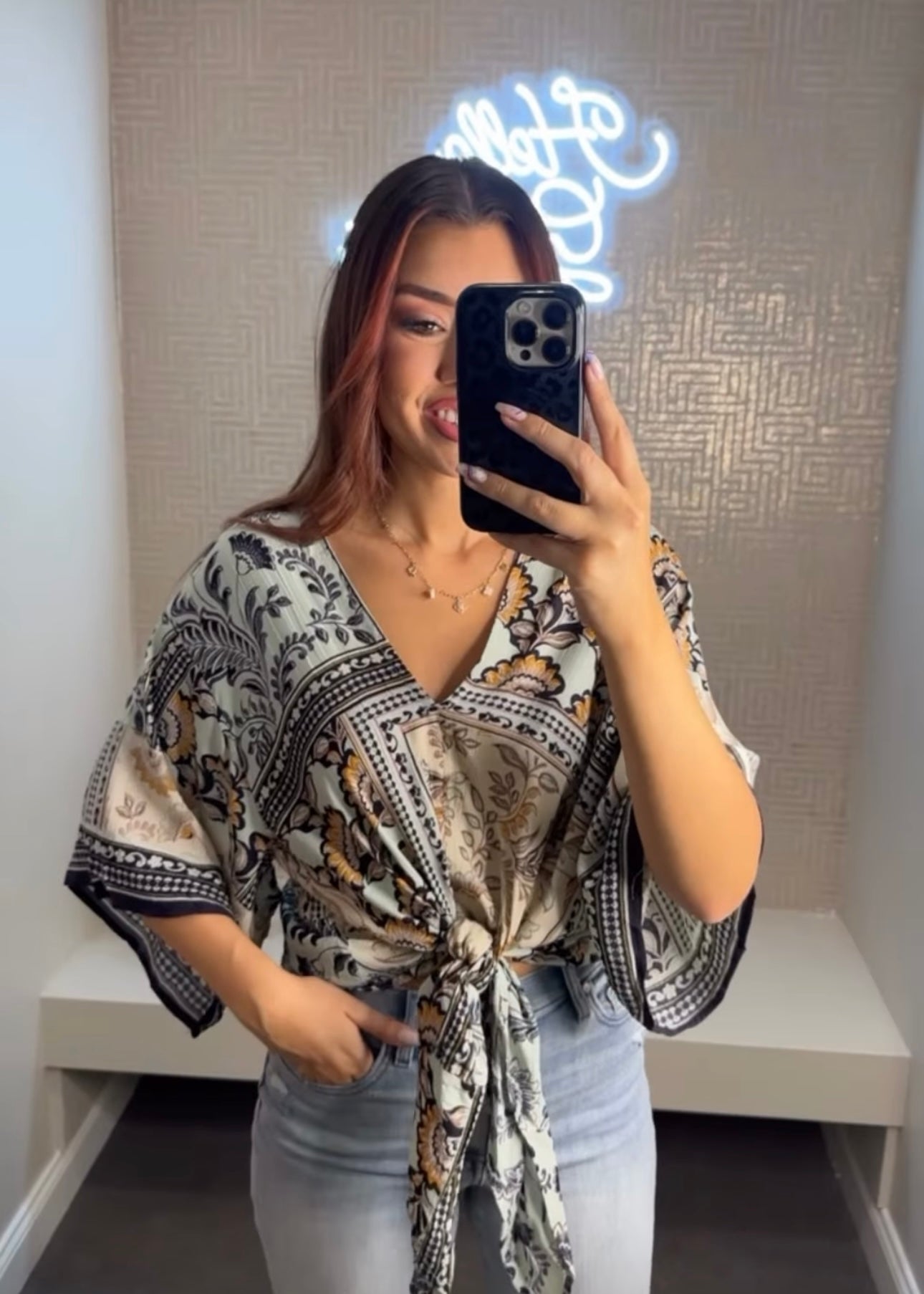 Emilia Waist-Tie Kimono Blouse