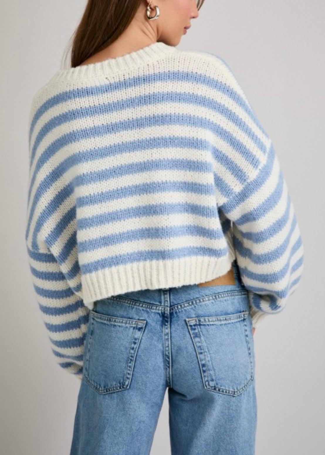 Amelia V-neck Striped Cropped Sweater