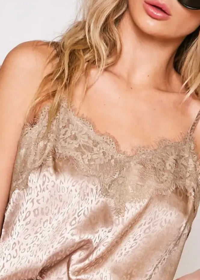 Emilia Lace Leopard Jacquard Cami