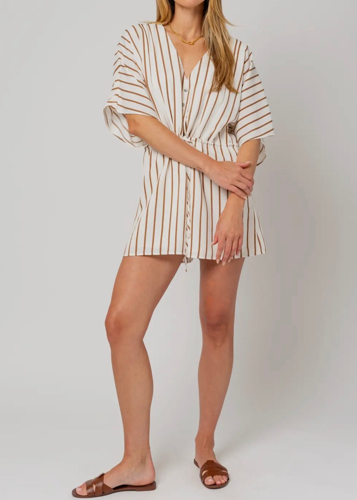 Brandy Kimono Sleeve Stripe Romper