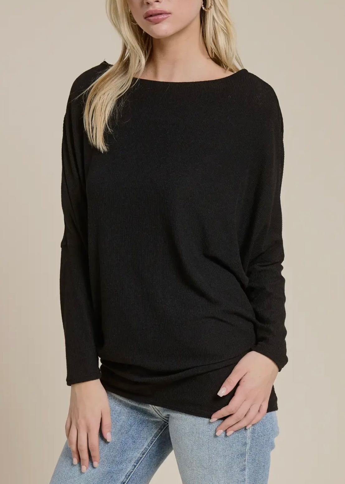 Faith Ribbed Dolman Top