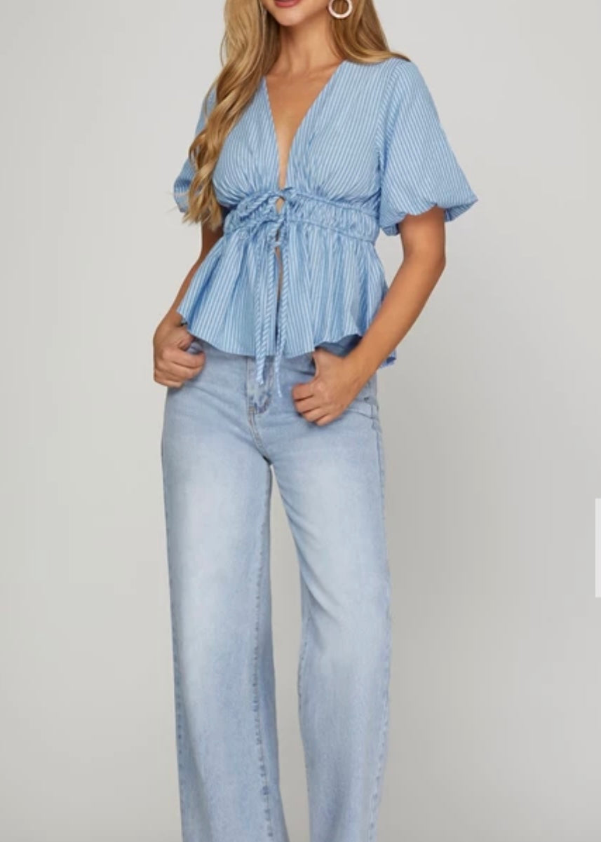 Reese Striped Top W Ties