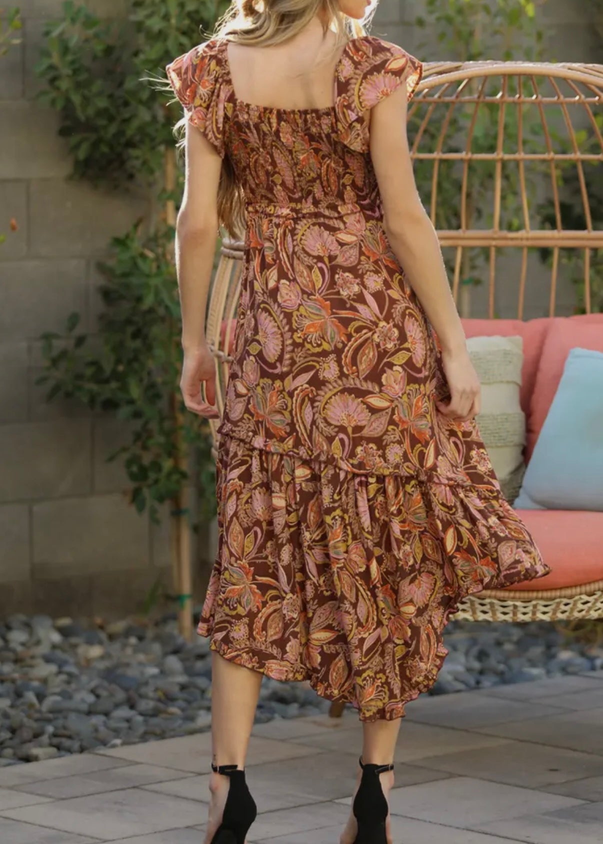 Calista Smocked Flutter Dress