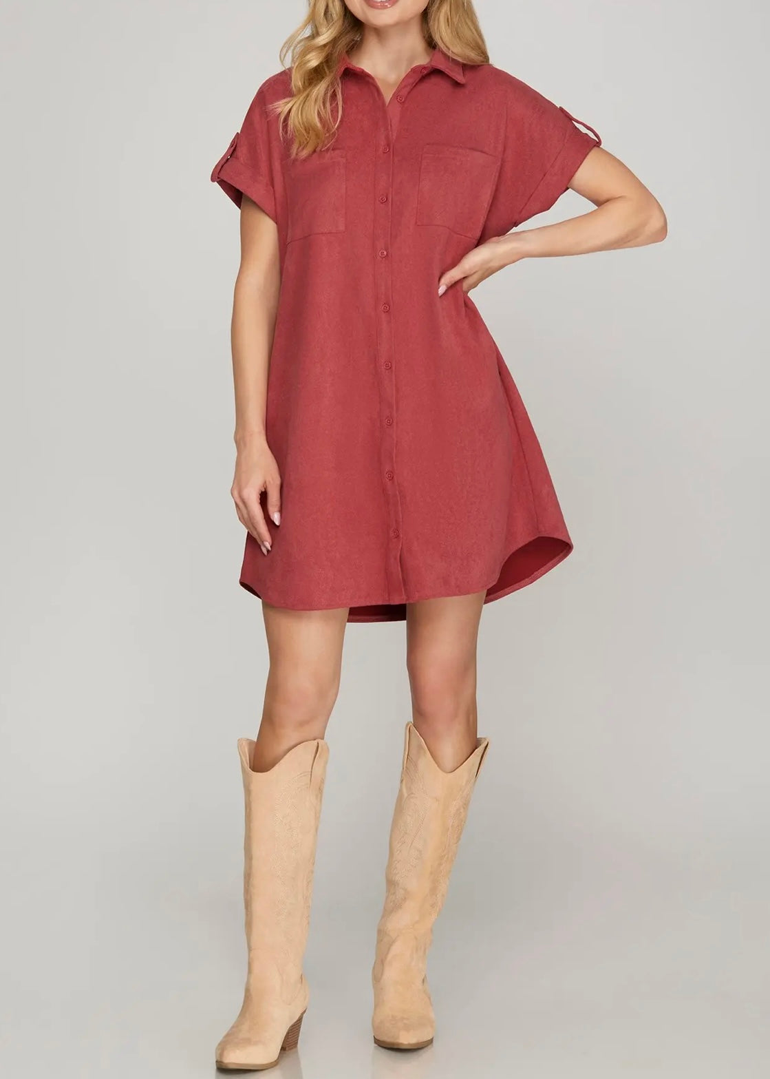 Emberlyn Suede Shirt Dress