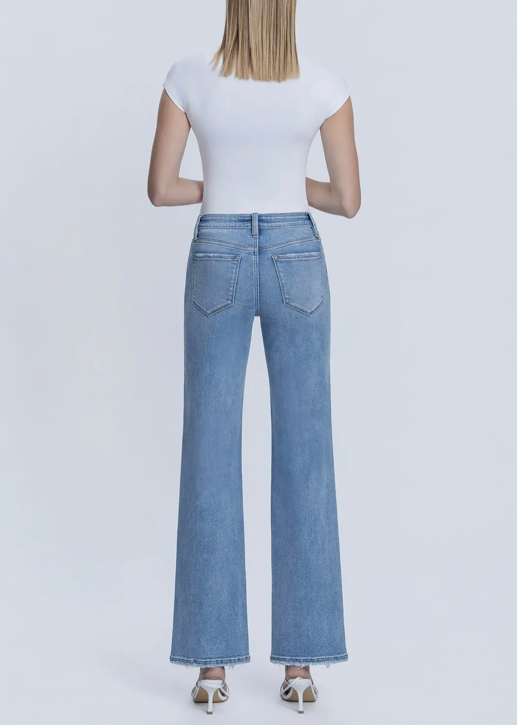 Shonna Mid Rise Slim Wide Jeans