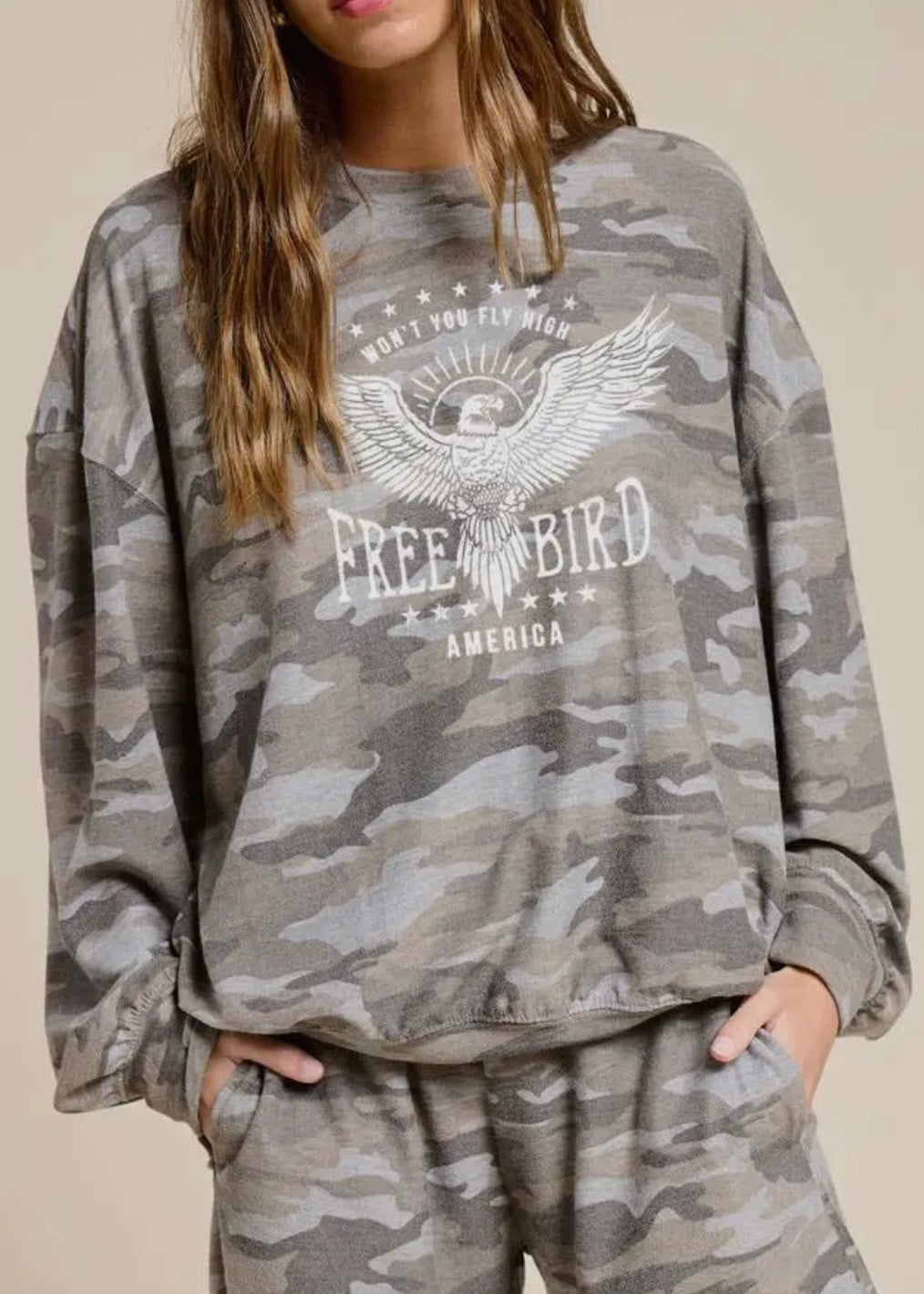 Free Bird Camo Pullover