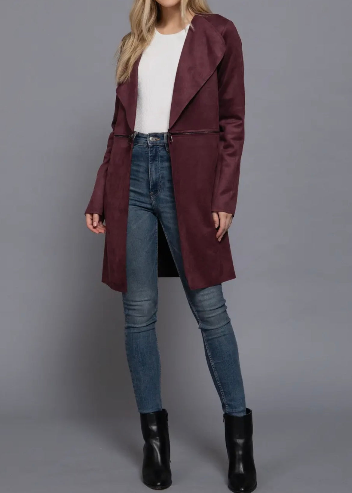 Milla Long Sleeve Faux Suede Jacket