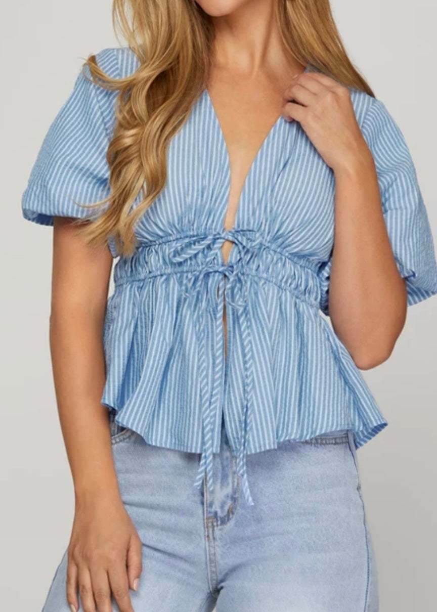 Reese Striped Top W Ties