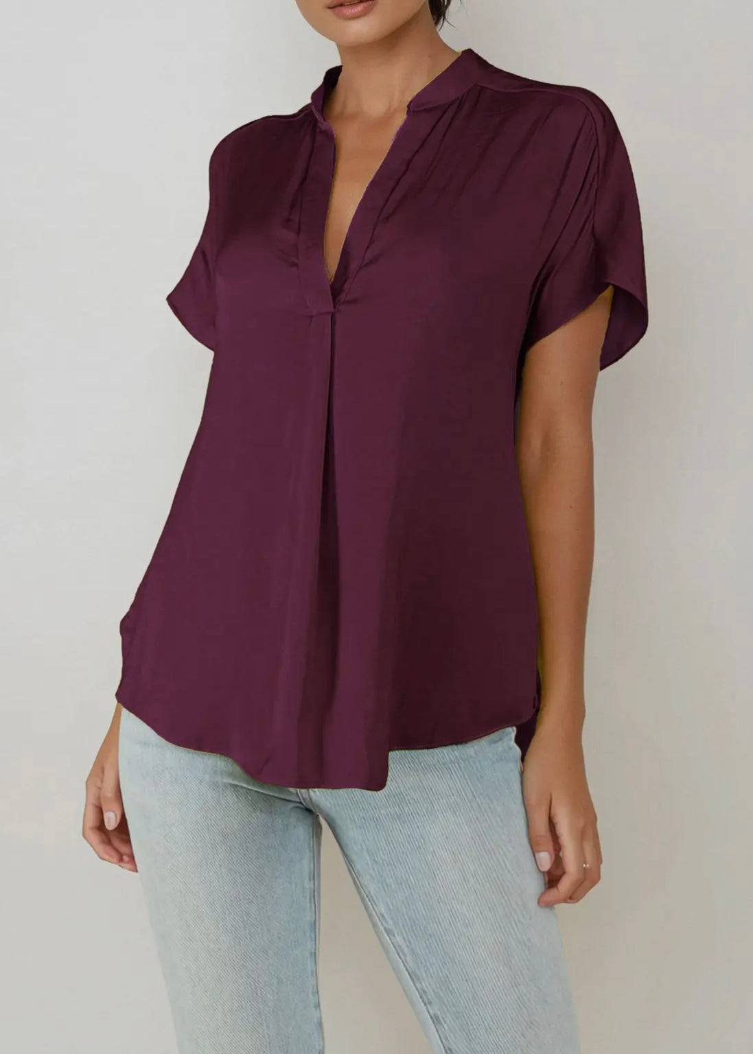 Jess V-Neck Satin Top