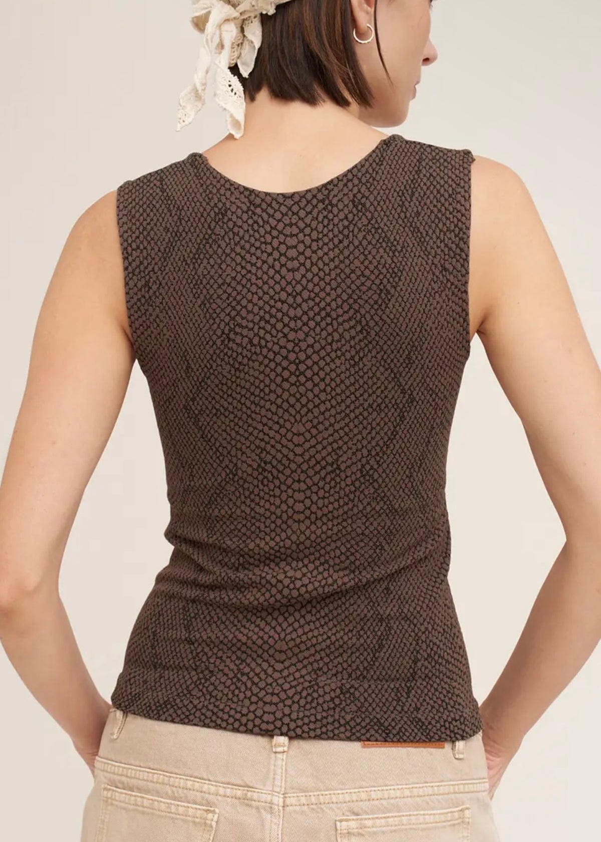 Venessa Snakeskin Square Neck Tank