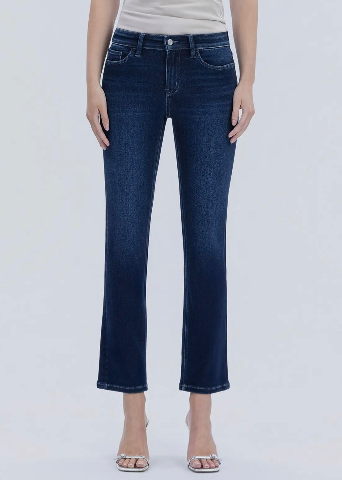 Nayeli Mid Rise Ankle Slim Straight Jeans