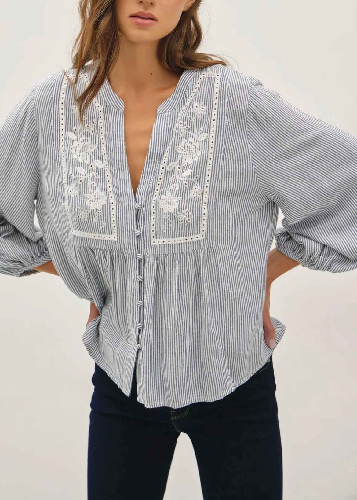 Blooming Embroidery Peasant Blouse