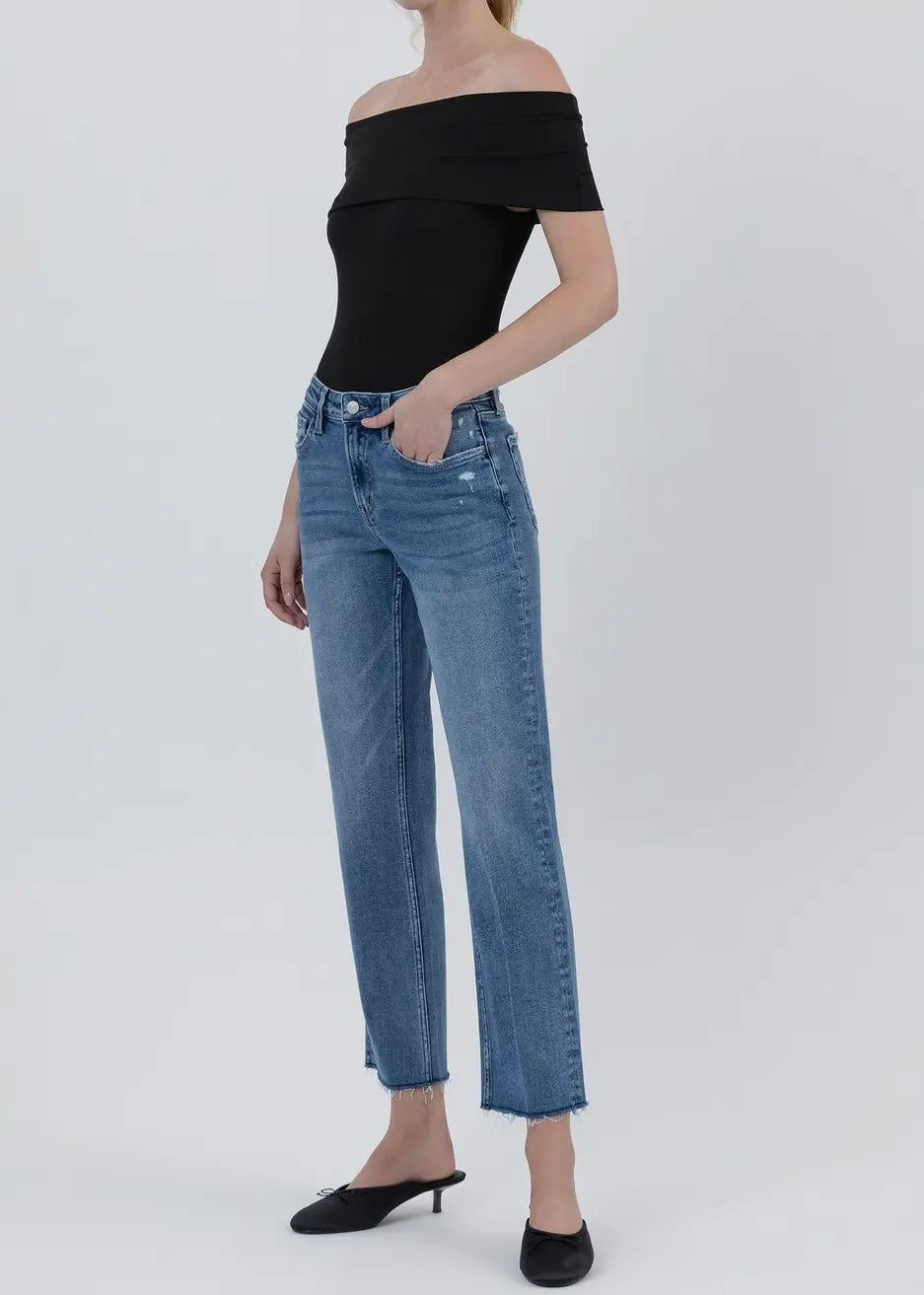 Luciana High Rise Ankle Straight Jeans