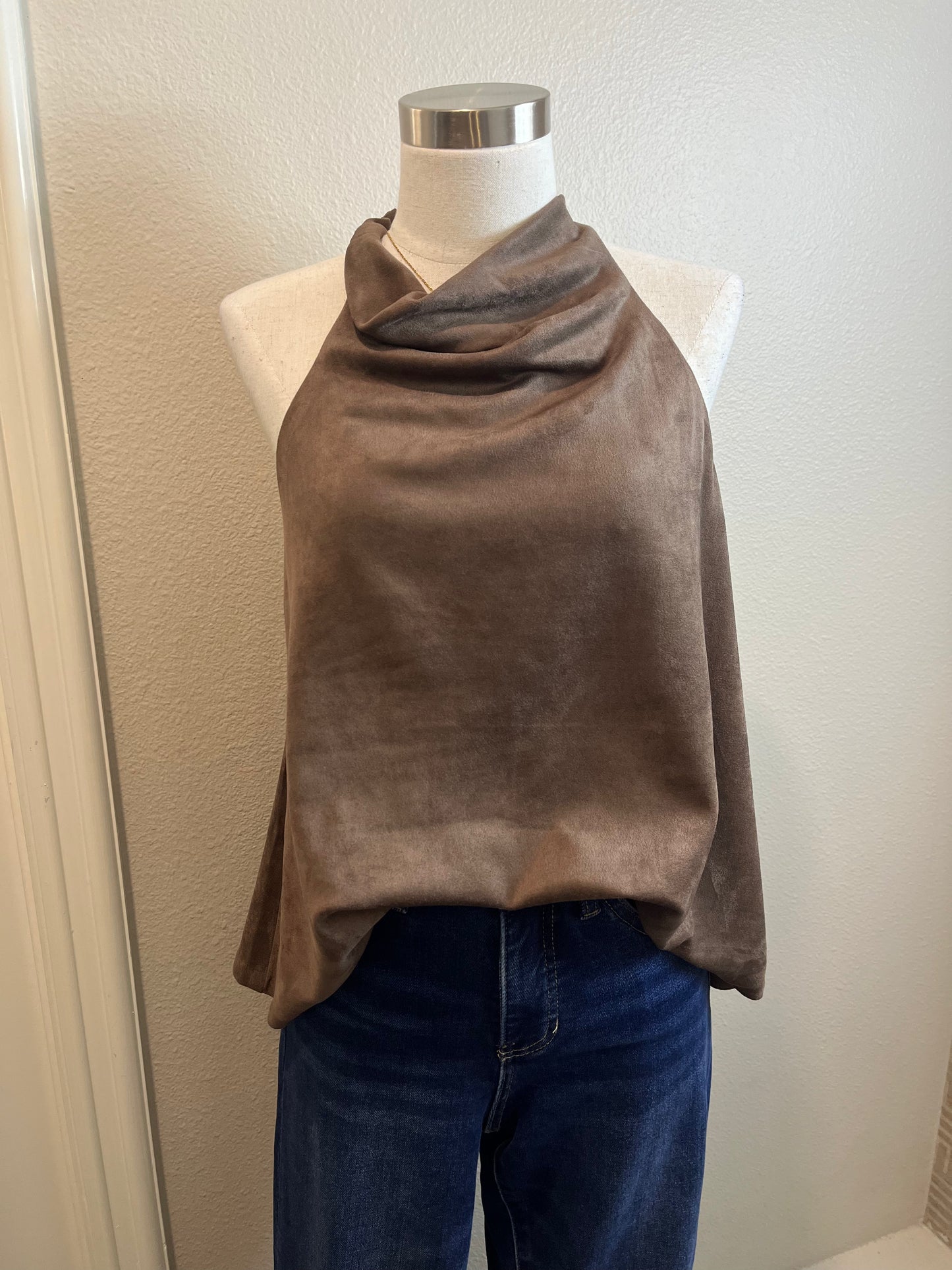 Devin Suede Halter Neck Top