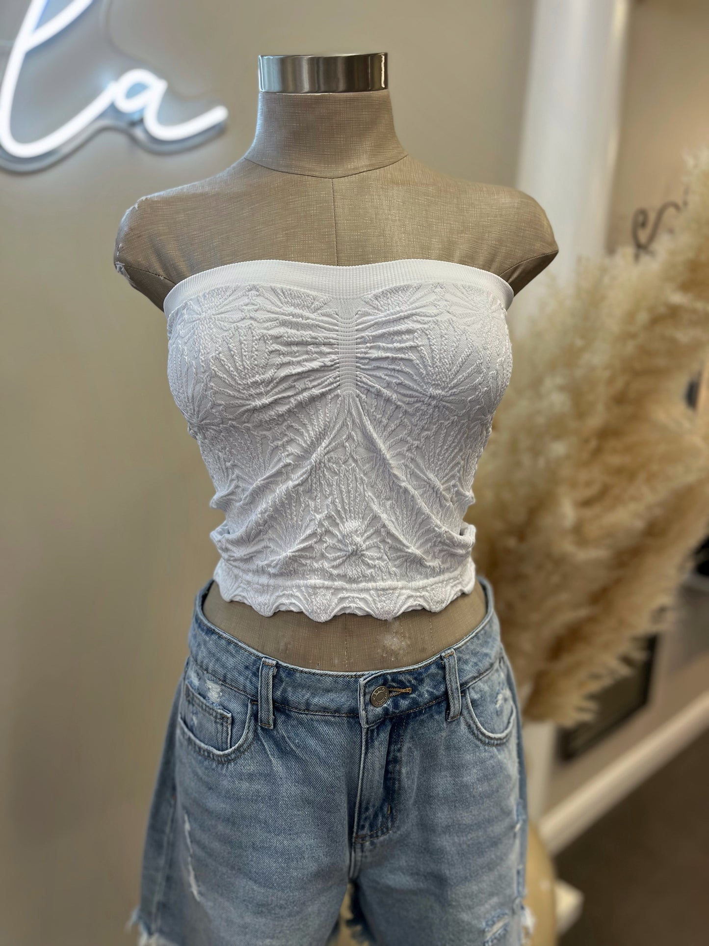 Lace Textured Tube Top
