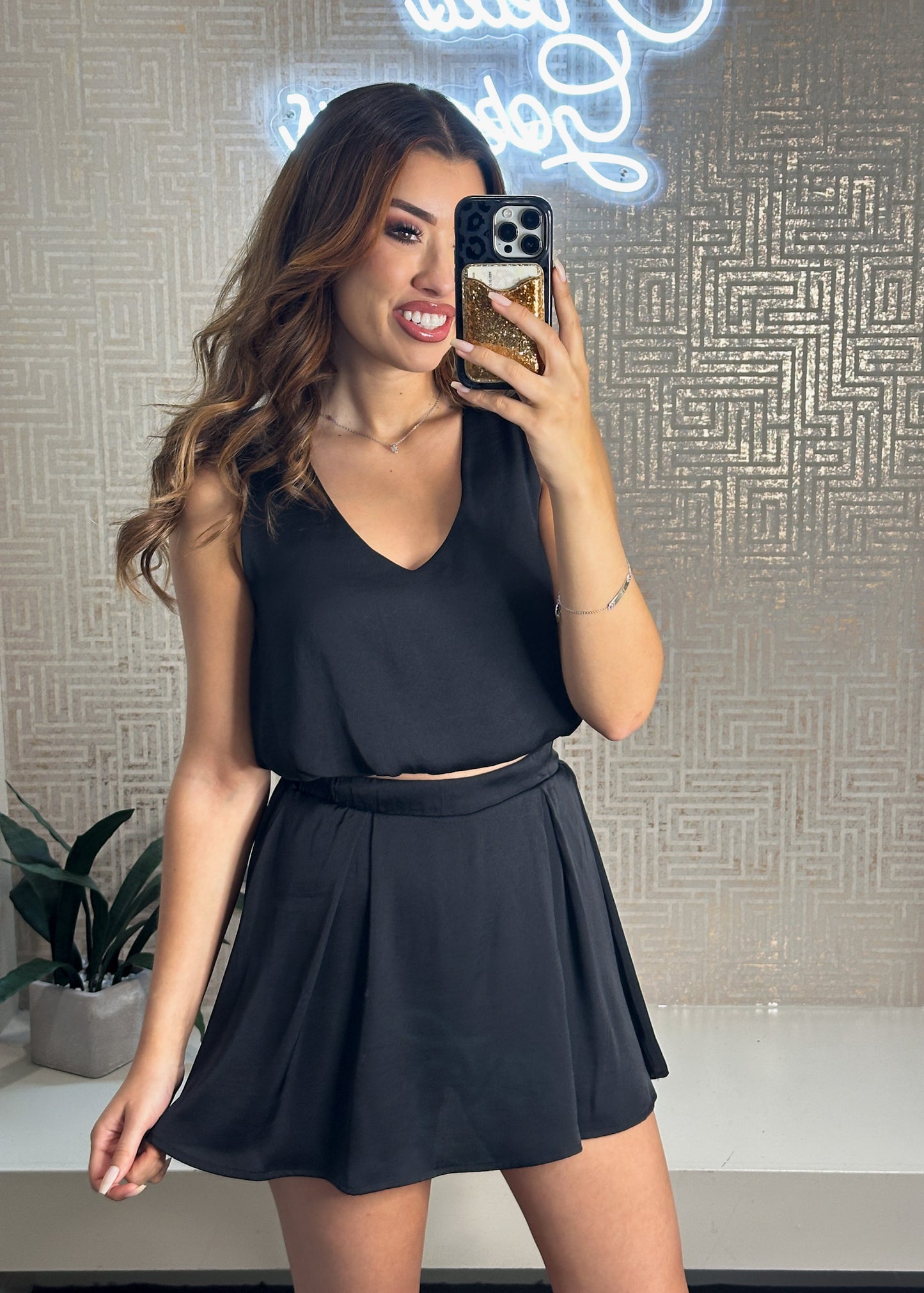 Amelia Silk Pleated Skort