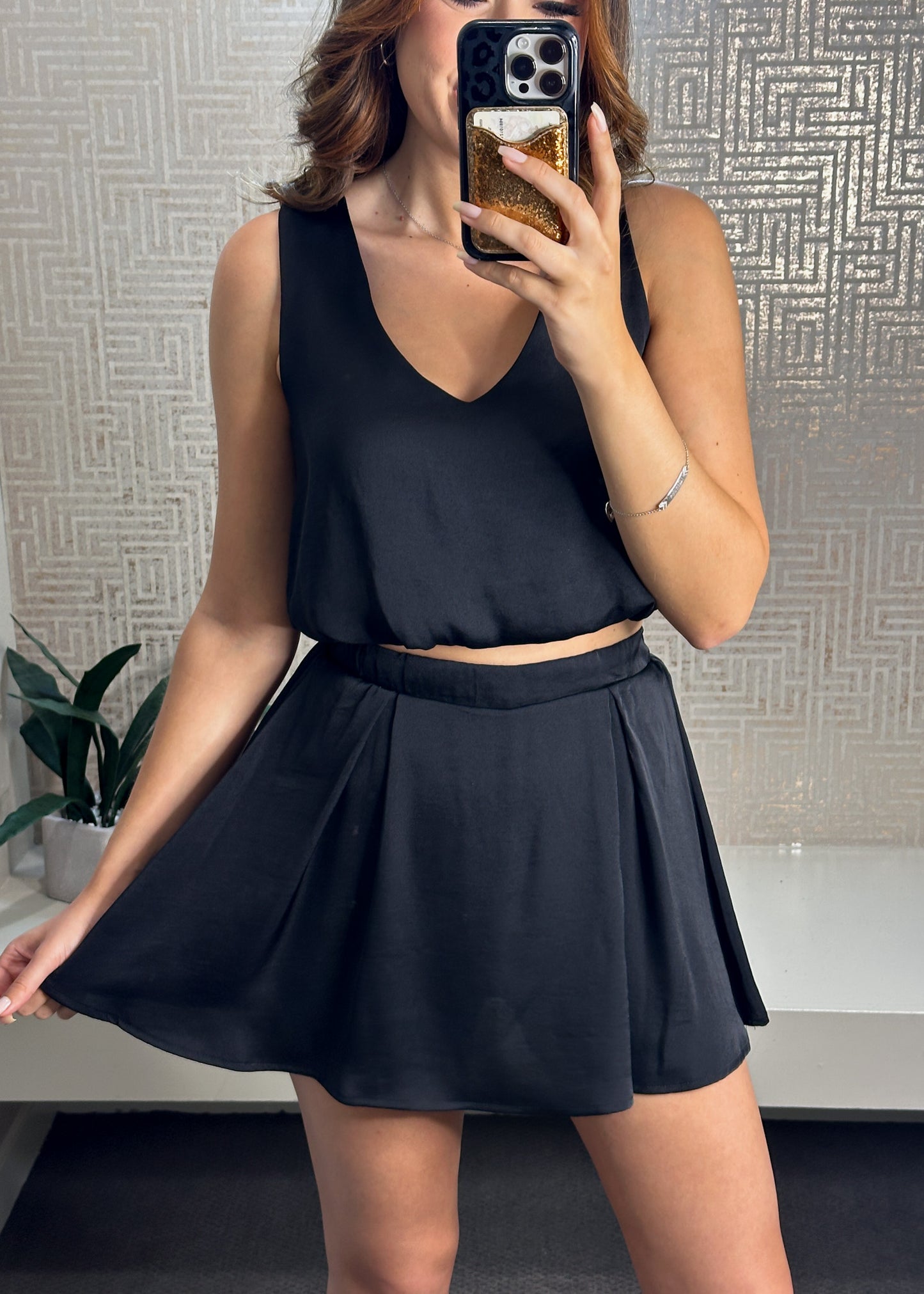Amelia Silk Pleated Skort