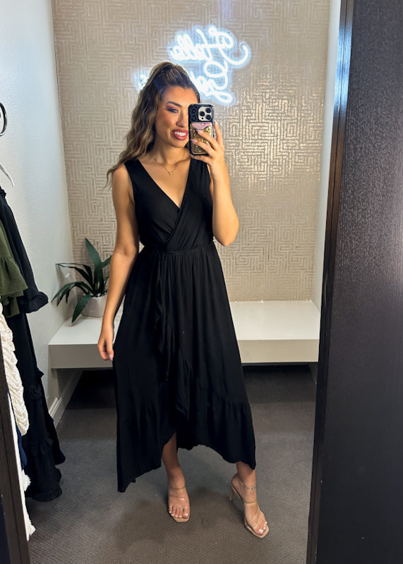 Ruffled High-Low Maxi Dress