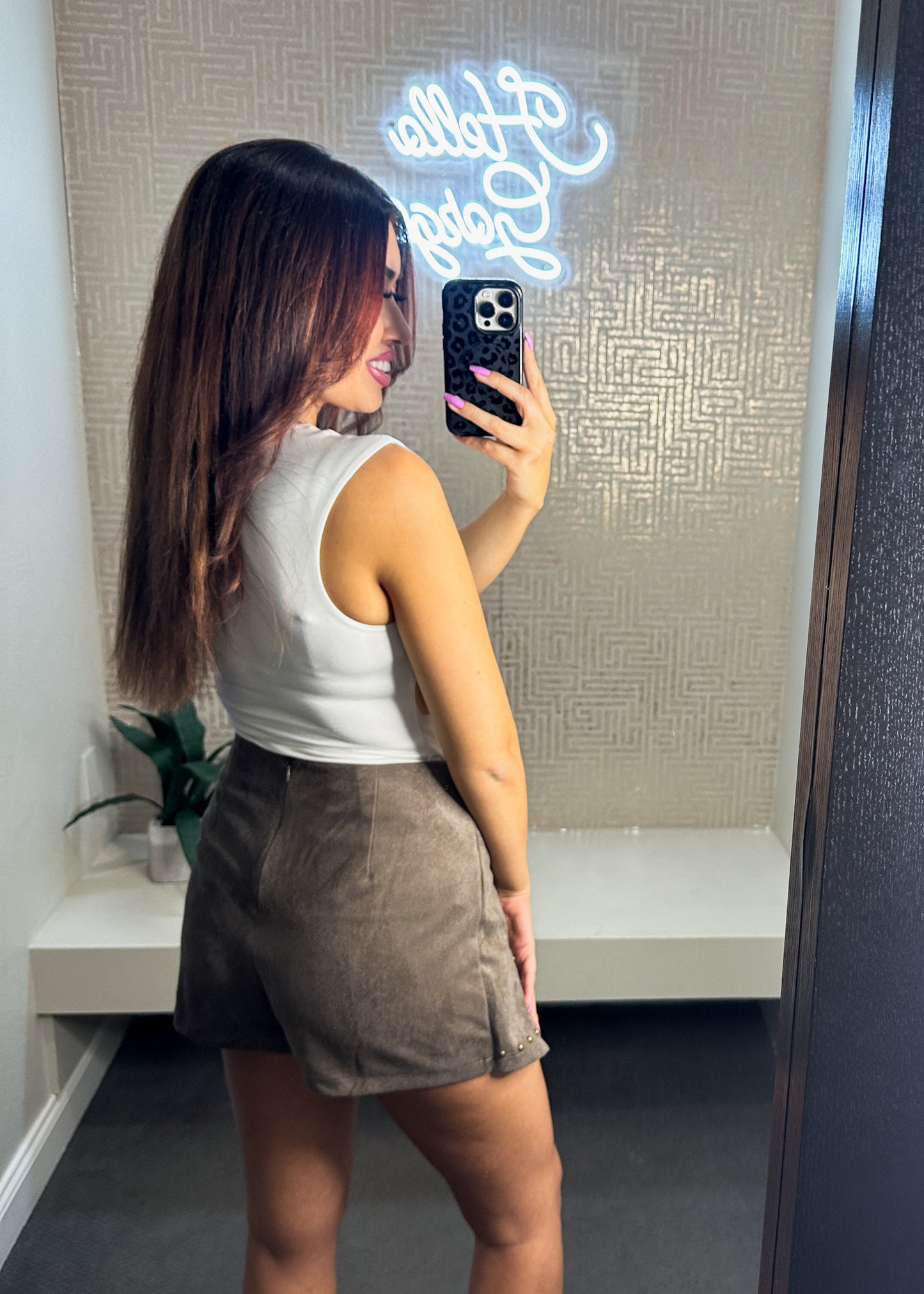 Magnolia Suede Studded Mini Skort