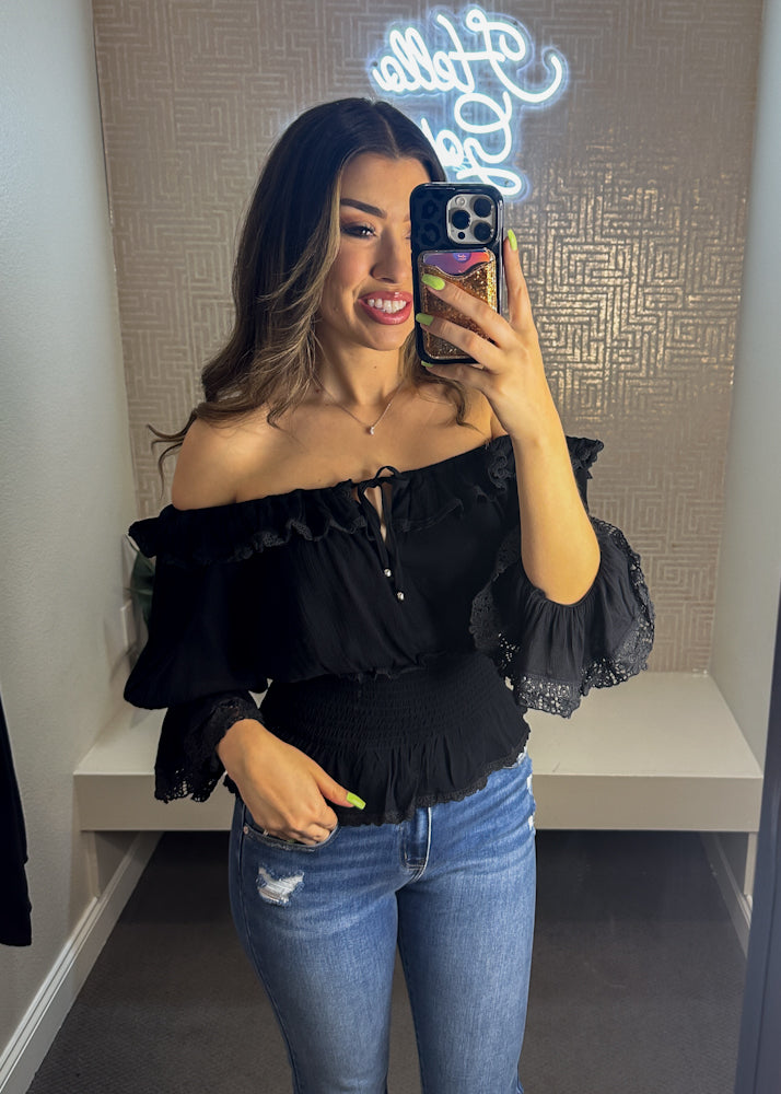 Emerson Lace Trim Boho Blouse