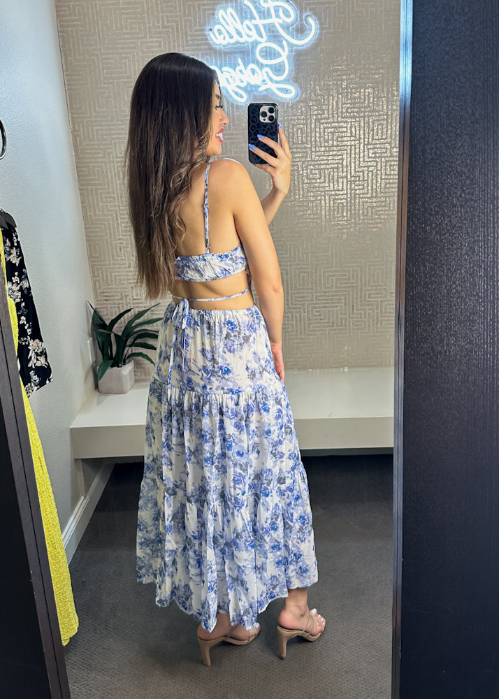 Lula Floral Ruffle Smocked Crop Top and Skirt Set