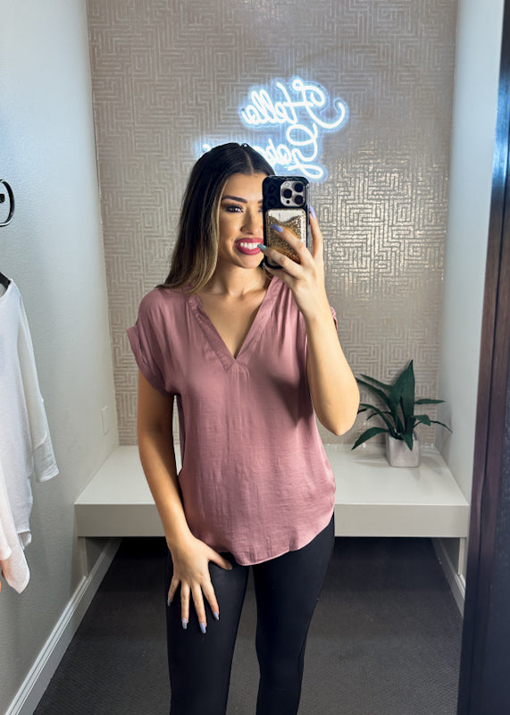 Adeline Short Sleeve V-Neck Relaxed Fit Blouse