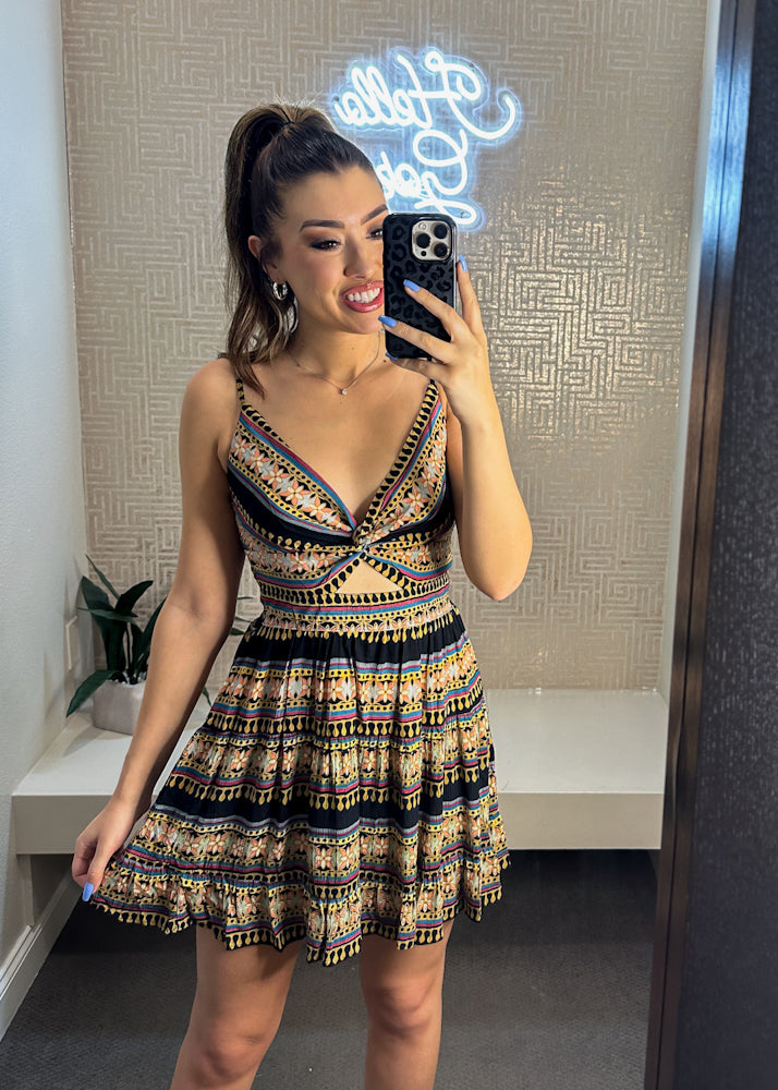 Rosie Twist Front Keyhole Mini Dress