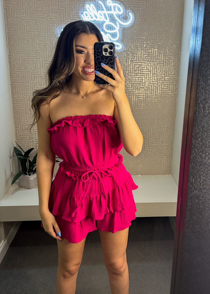 Marcy Strapless Ruffle Romper