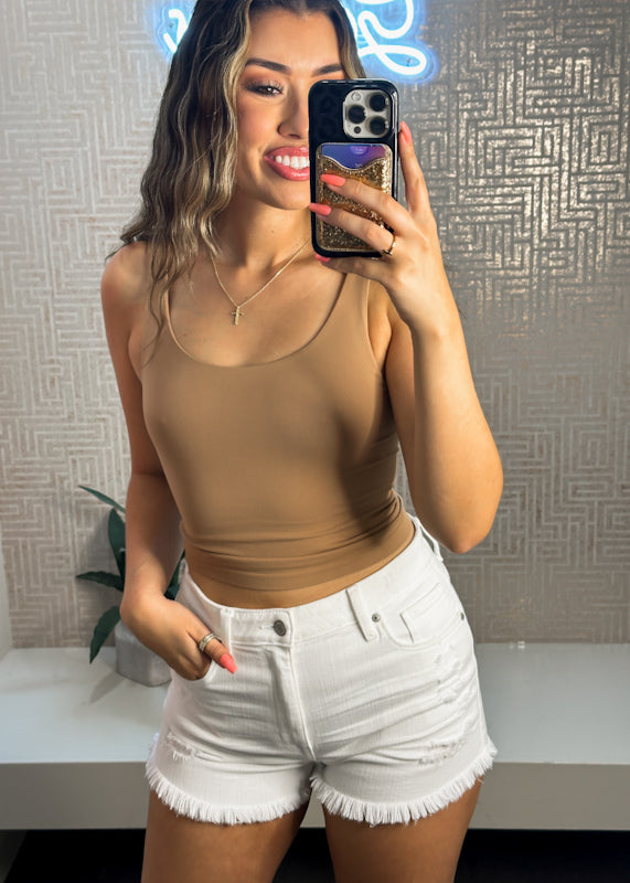 Cropped Wide Scoop Neck Tank