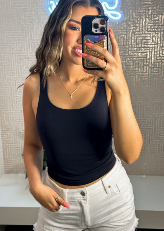 Cropped Wide Scoop Neck Tank
