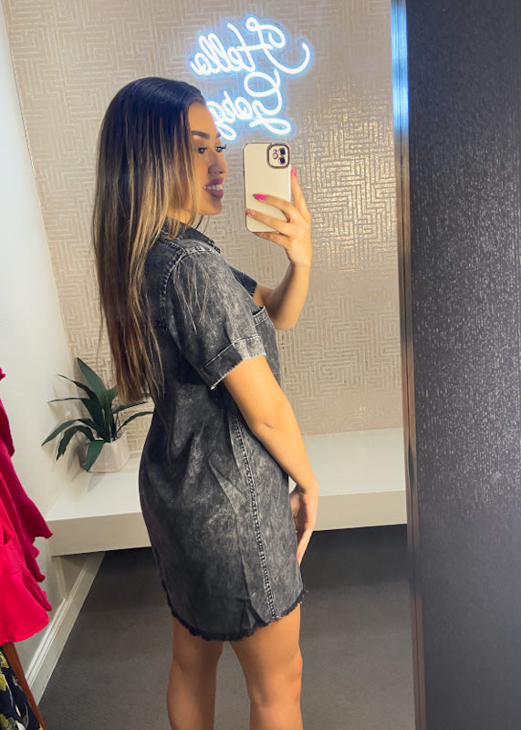 Washed Denim Shirt Dress