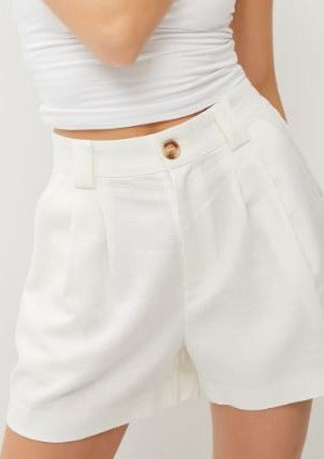 Carlee Classic Pleated Linen Shorts