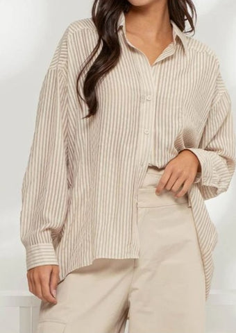  Stripe Sheer Oversized Shirt